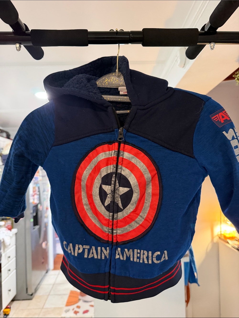 Marvel Captain America Blue Hoodie with Red & White Shield Patch